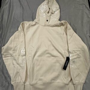 Civilregime Cream Hoodie with Embroidered Roses Size L